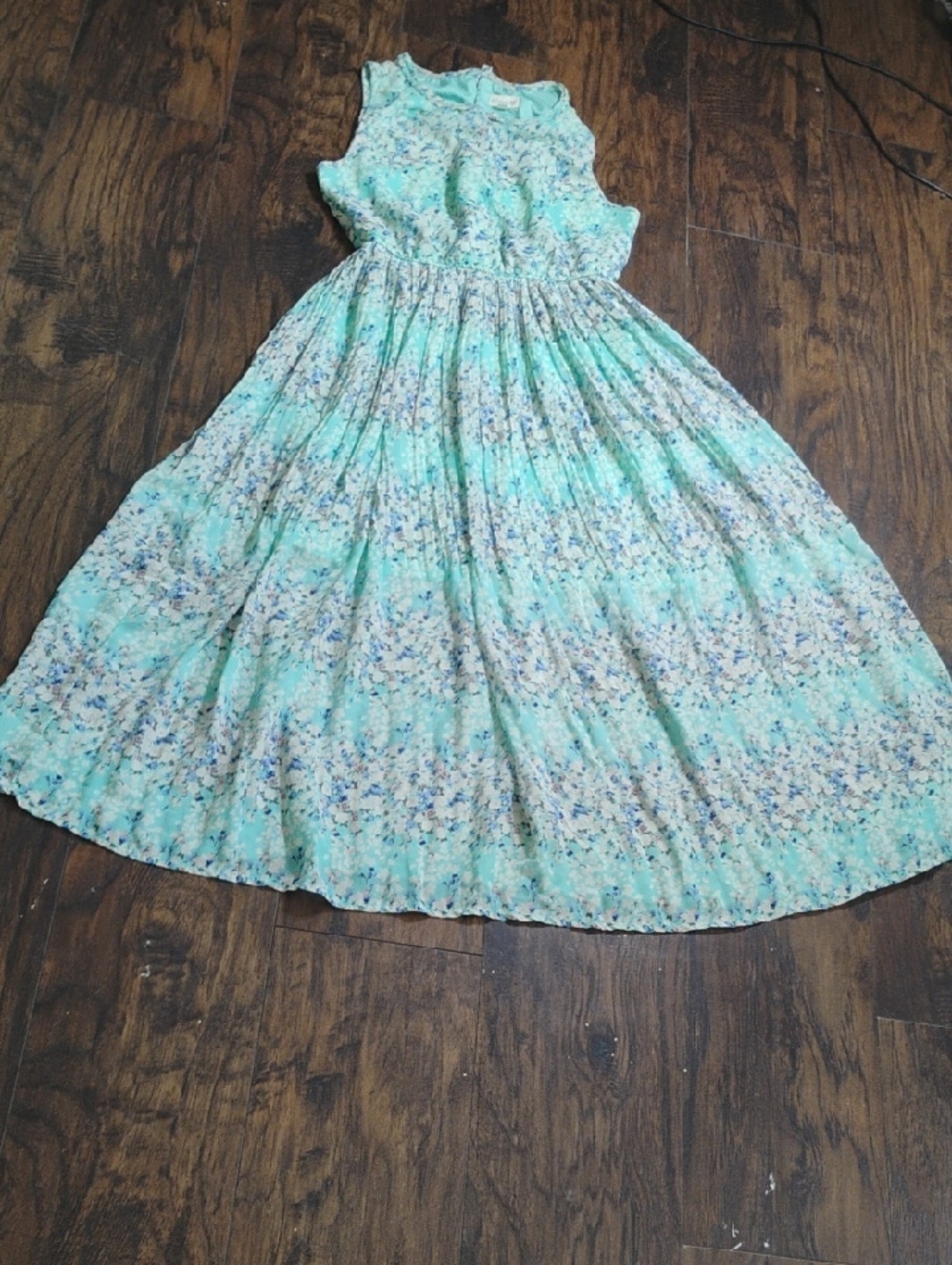 Maison Jules Aqua Floral Pleated Maxi Dress for Girls